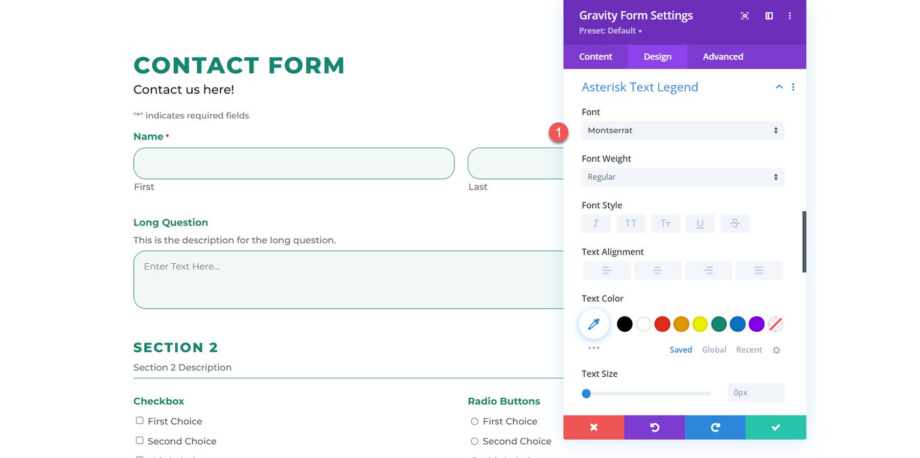 Divi Plugin Evidenzia Divi Gravity Forms Asterisk Legend