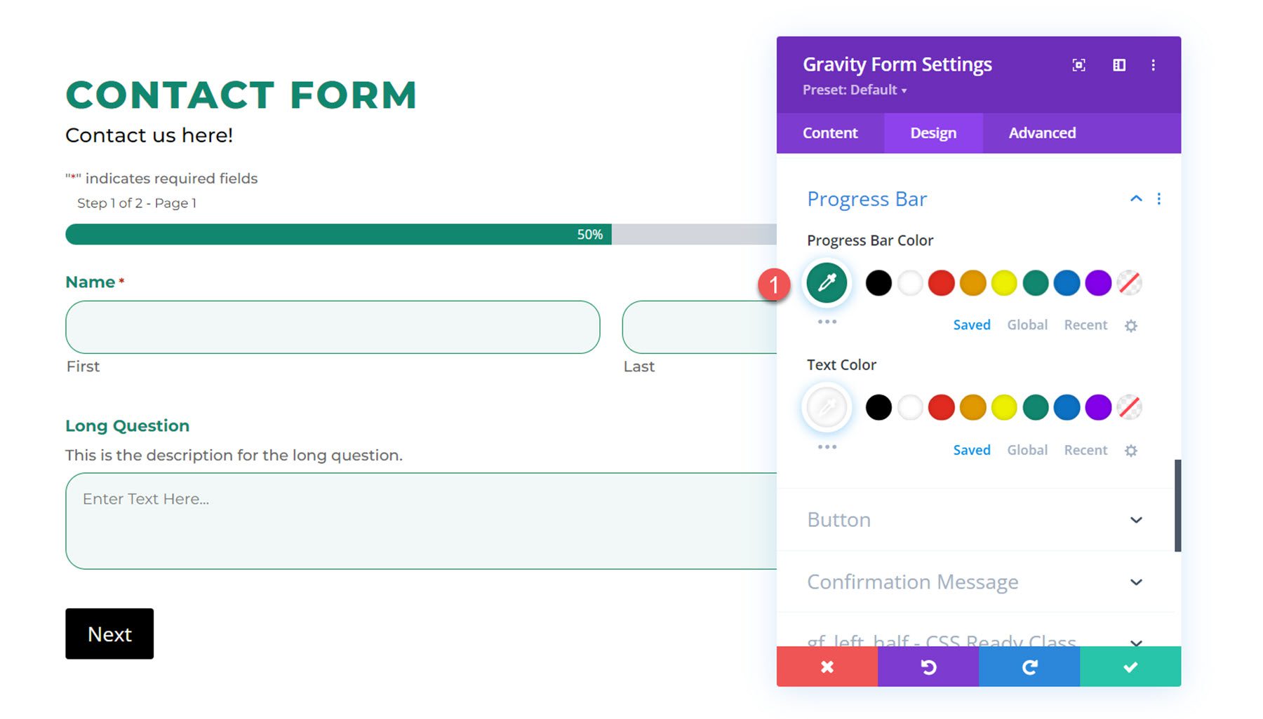 Divi Plugin Evidenzia Divi Gravity Forms Barra di avanzamento