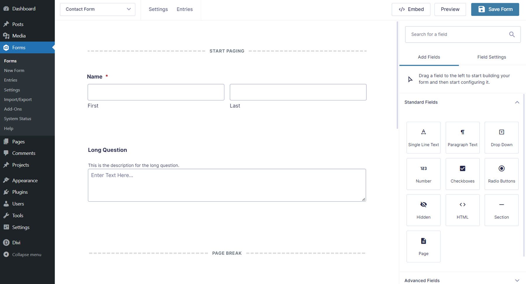 Divi Plugin Evidenzia Divi Gravity Forms Costruisci modulo