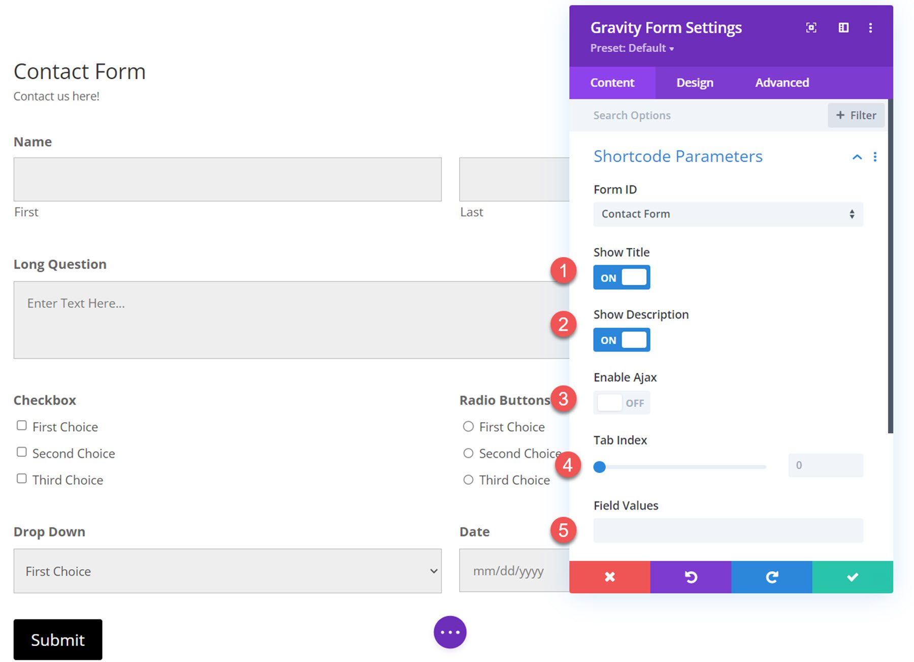 Divi Plugin Evidenzia i parametri Divi Gravity Forms Shortcode