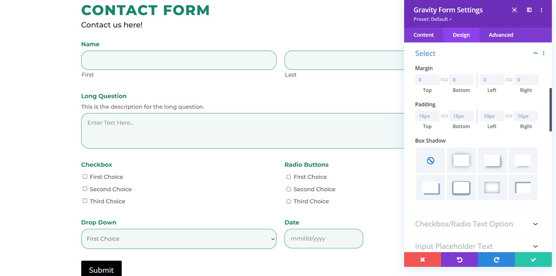 Divi Plugin Evidenzia Divi Gravity Forms Select