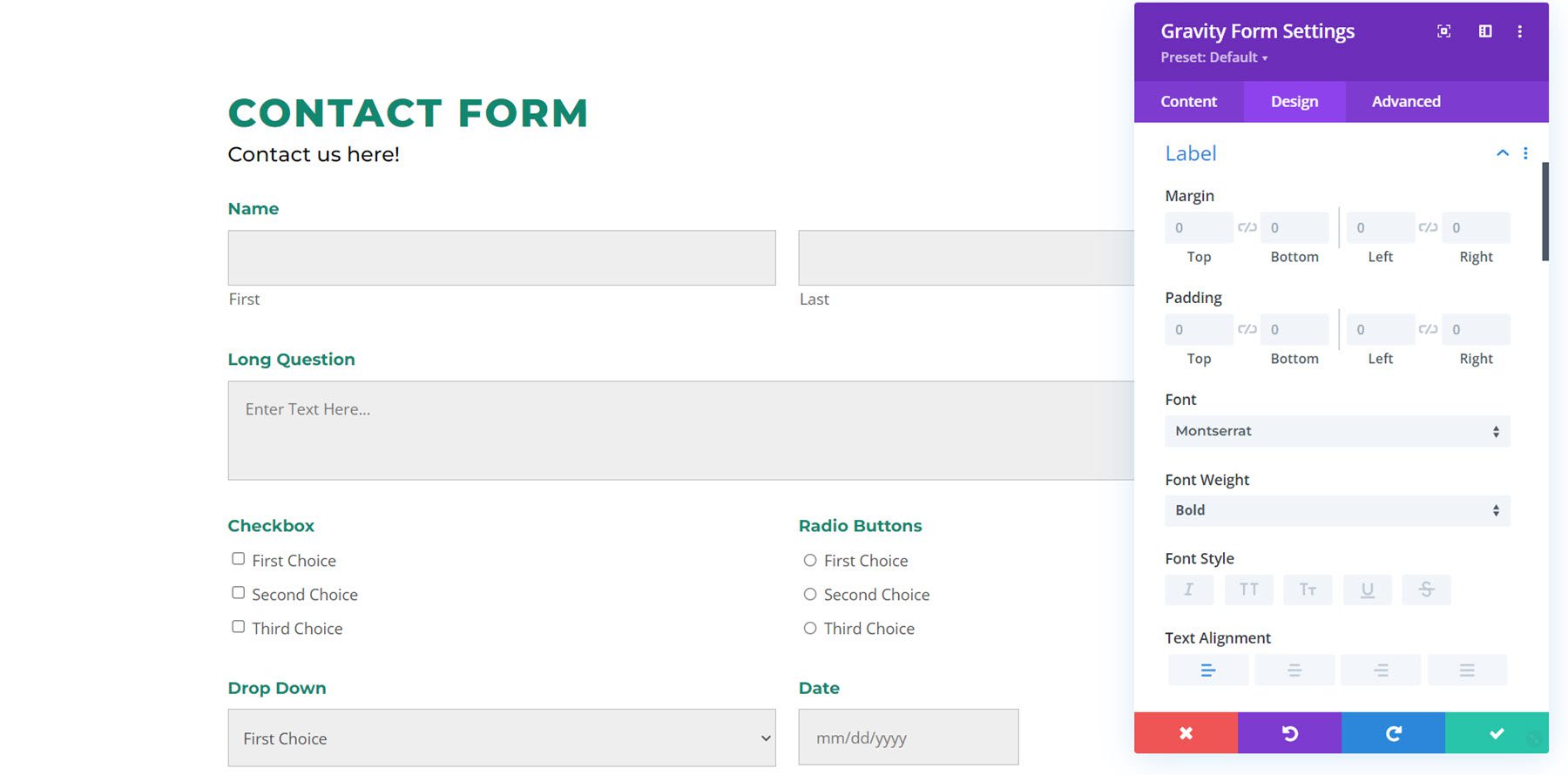 Divi Plugin Evidenzia Divi Gravity Forms Etichetta