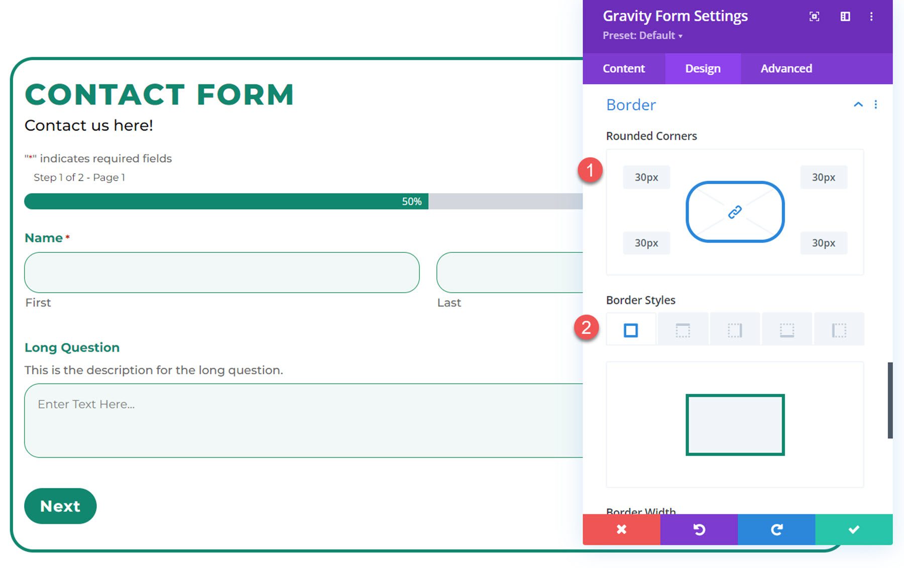 Plugin Divi Evidenzia Divi Gravity Forms Border