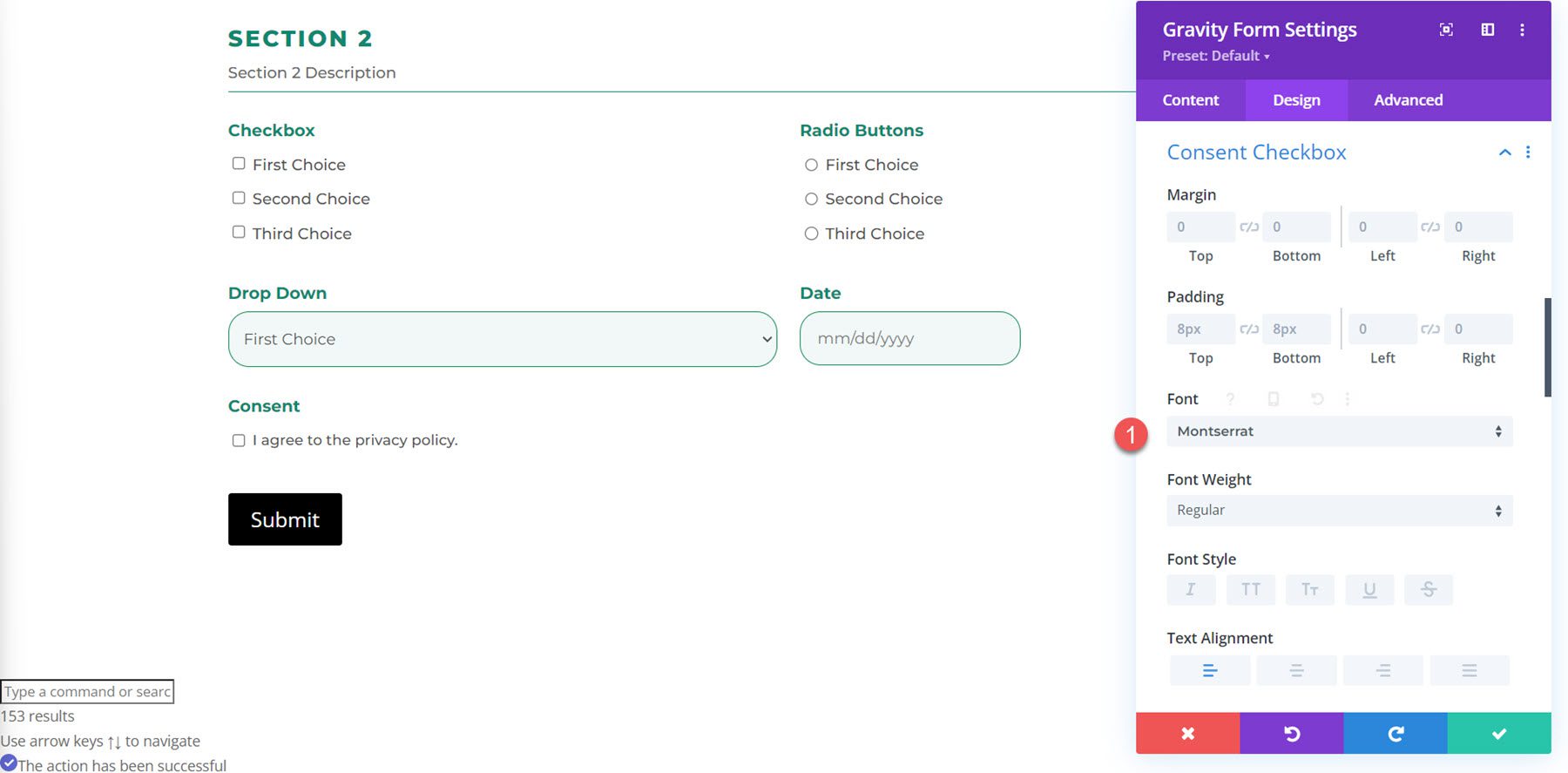 Divi Plugin Evidenzia Divi Gravity Forms Casella di controllo del consenso