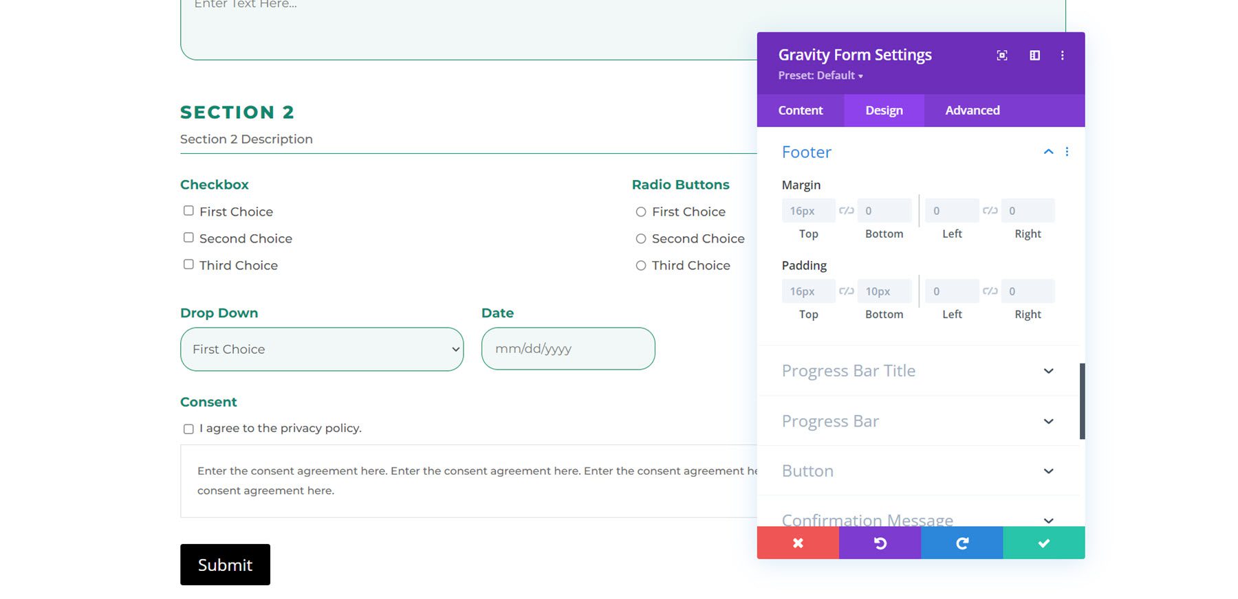 Divi Plugin Evidenzia Divi Gravity Forms Footer