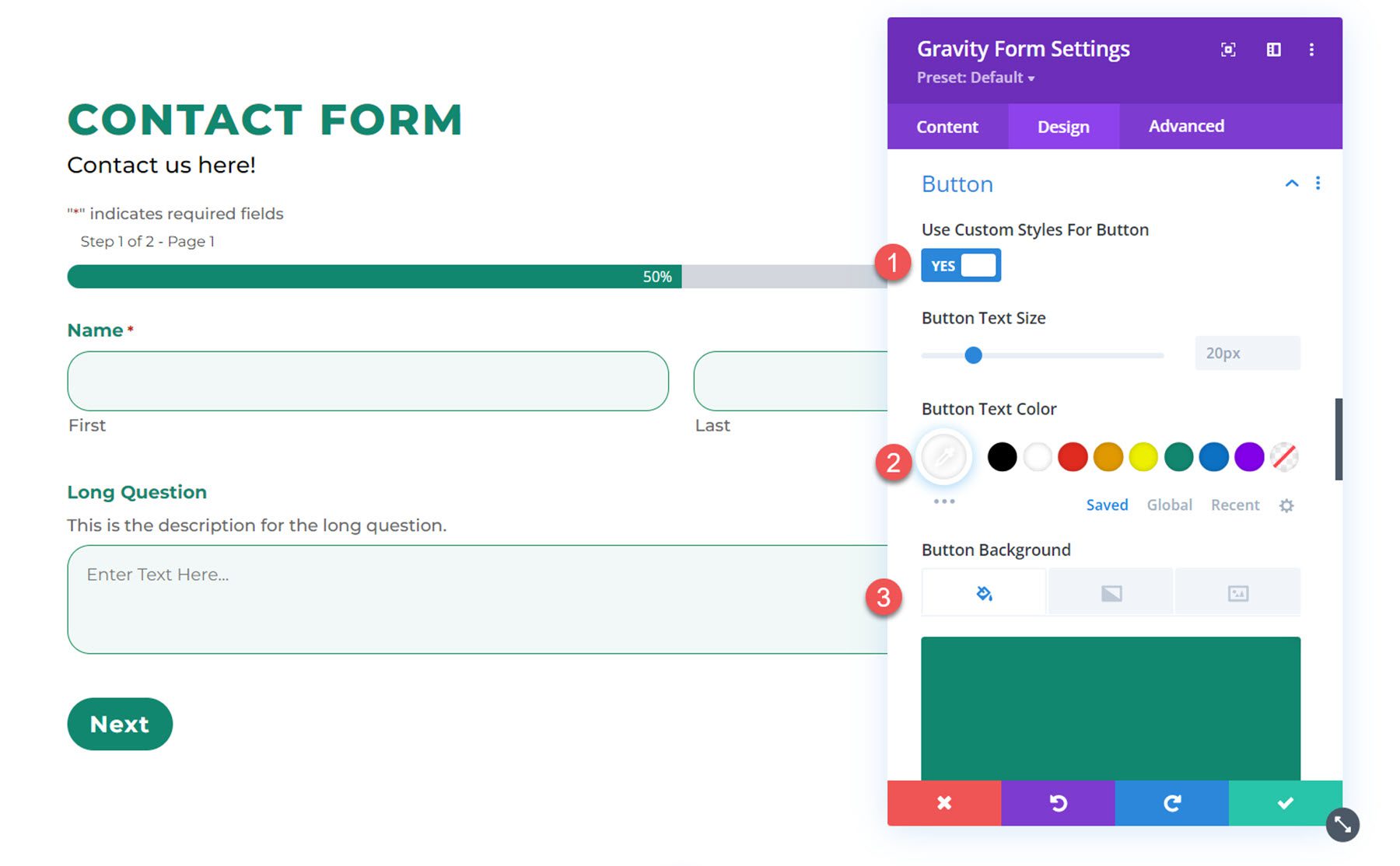 Divi Plugin Evidenzia il pulsante Divi Gravity Forms