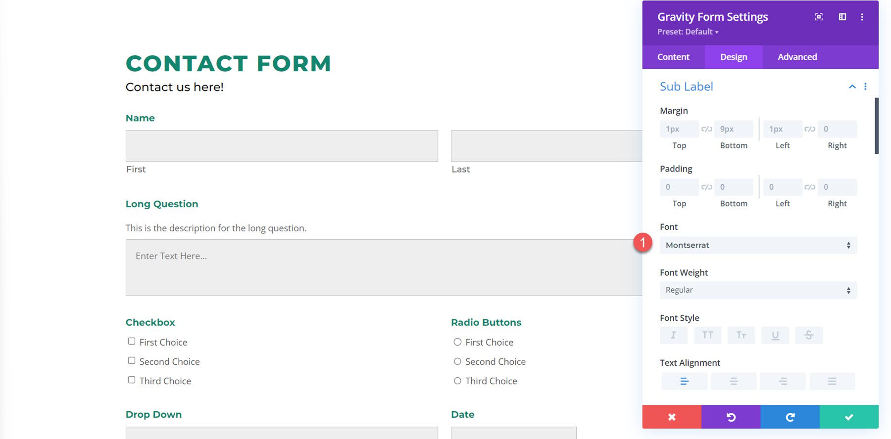 Divi Plugin Evidenzia Divi Gravity Forms Sub Label