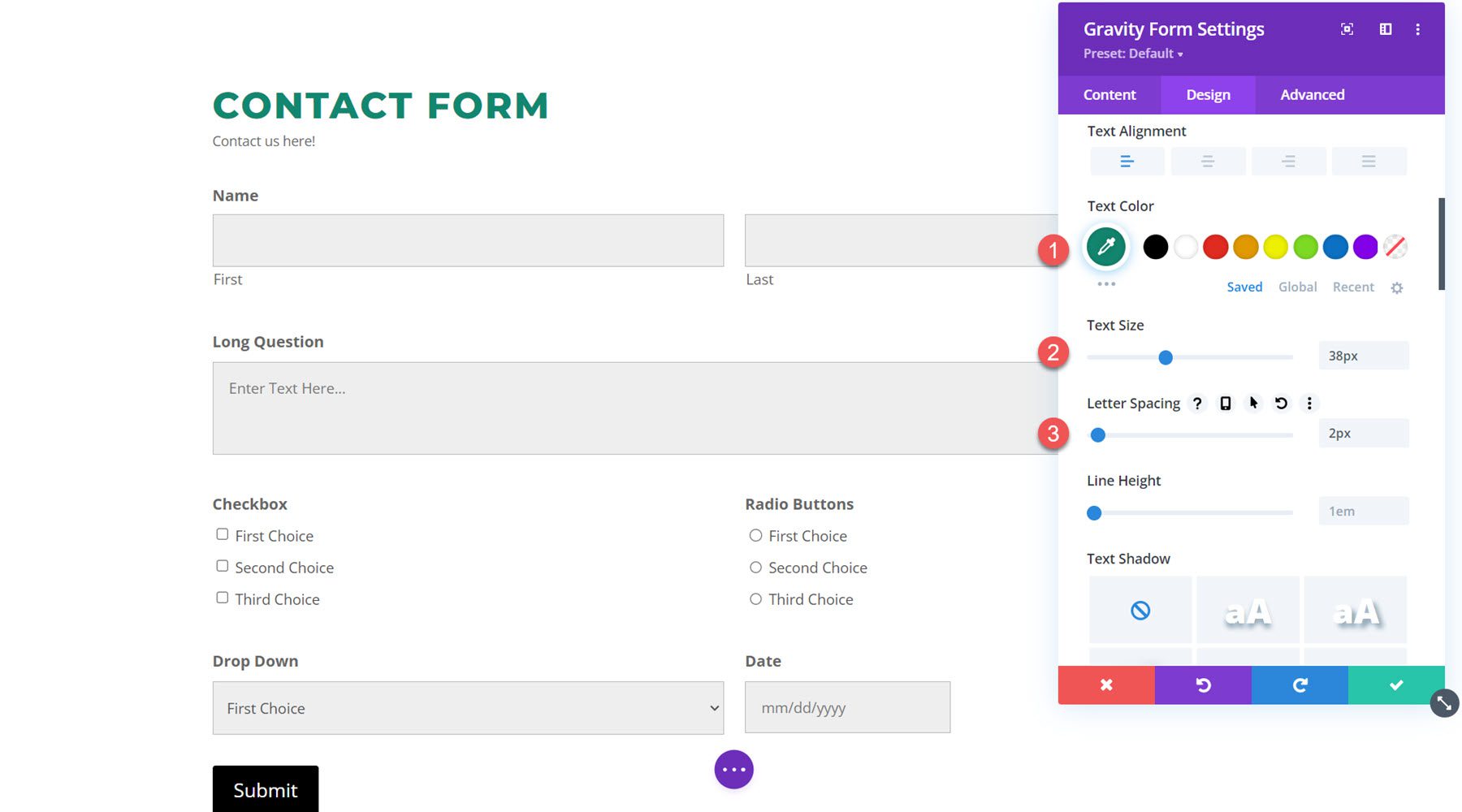 Divi Plugin Evidenzia Divi Gravity Forms Testo del titolo