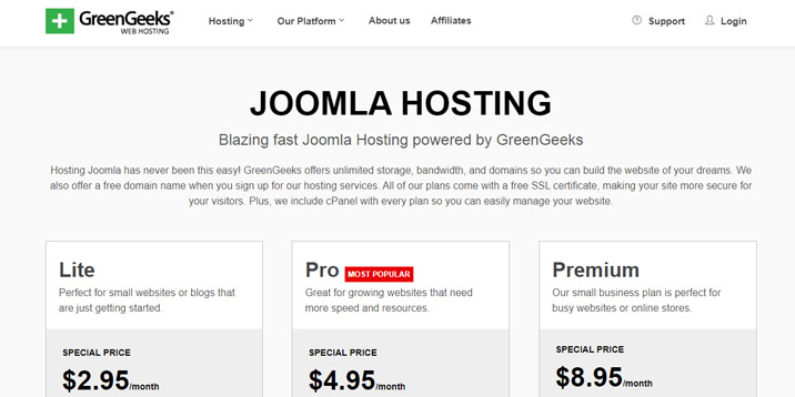 GreenGeeks-Joomla-alojamiento