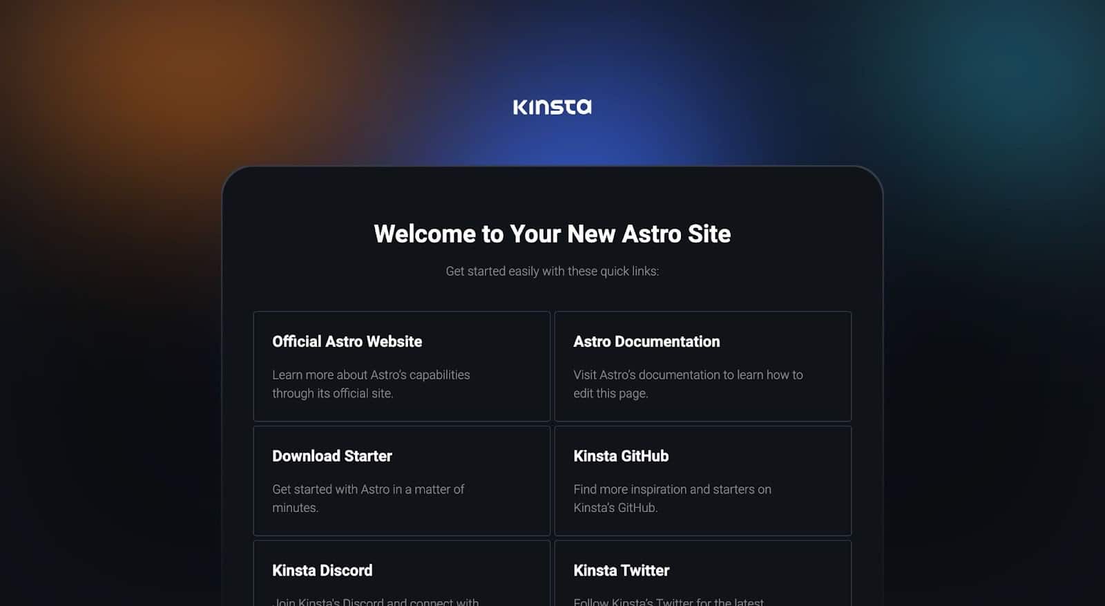 Пример быстрого запуска Astro