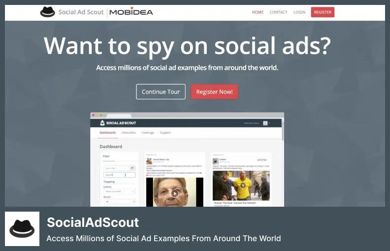 SocialAdScout - Dünyanın Her Yerinden Milyonlarca Sosyal Reklam Örneğine Erişin