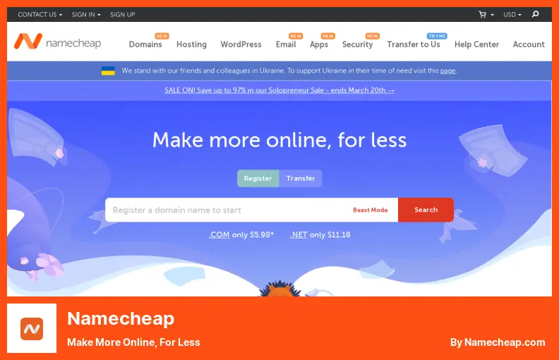 Namecheap - Faceți mai mult online, pentru mai puțin