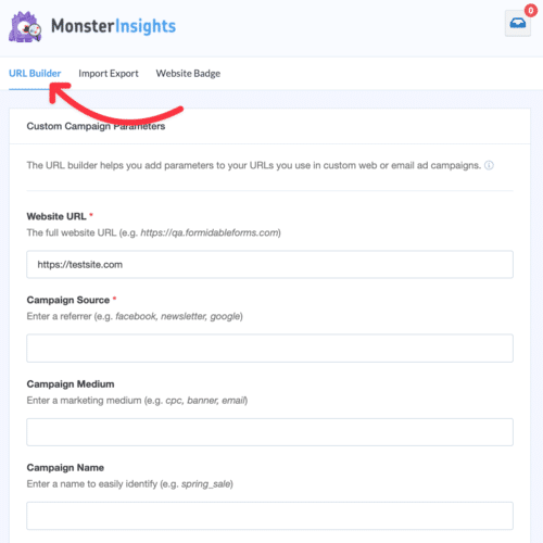 منشئ URL في MonsterInsights