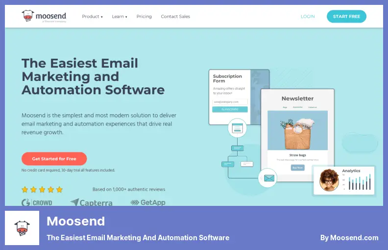 Moosend - Cel mai simplu software de automatizare și marketing prin e-mail