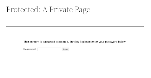 Una pagina protetta da password tramite WordPress