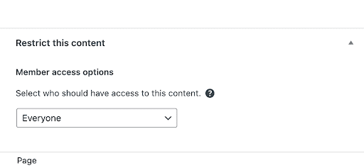 Meniul drop-down Restrict Content plugin