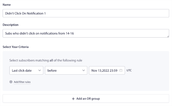 Grupo de público para redirecionar sem cliques