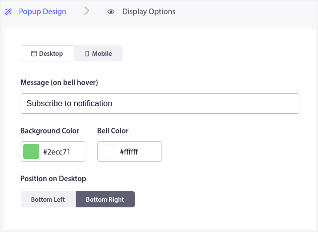 Glocke platziertes Balken-Popup-Modal