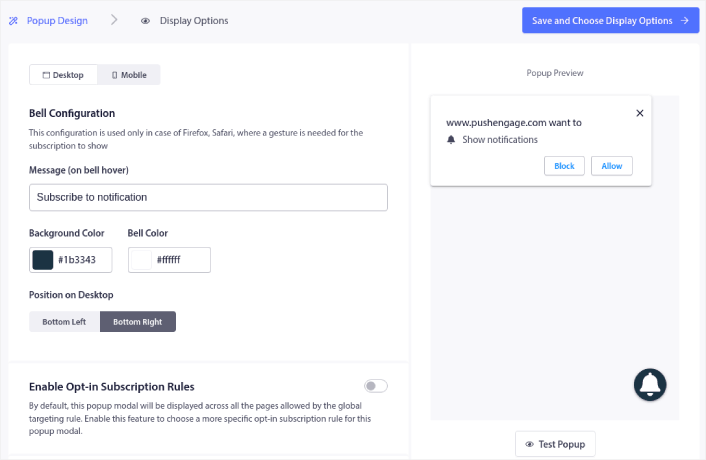 Opt-in-Design-Einstellungen in einem Schritt