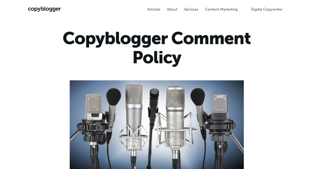 ตัวอย่างนโยบายความคิดเห็นของ copyblogger