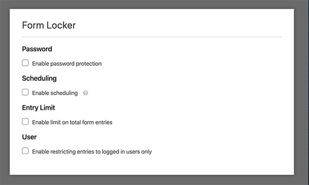 WPForms form locker settings