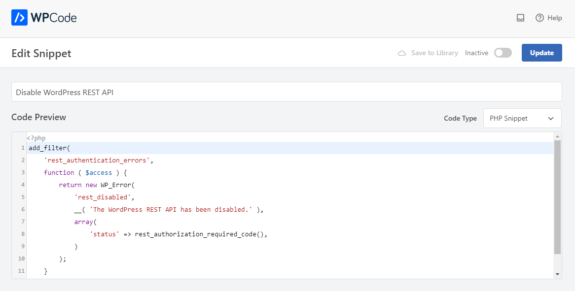 modification de l'extrait WPCode