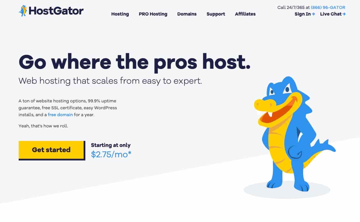 HostGator 網站。