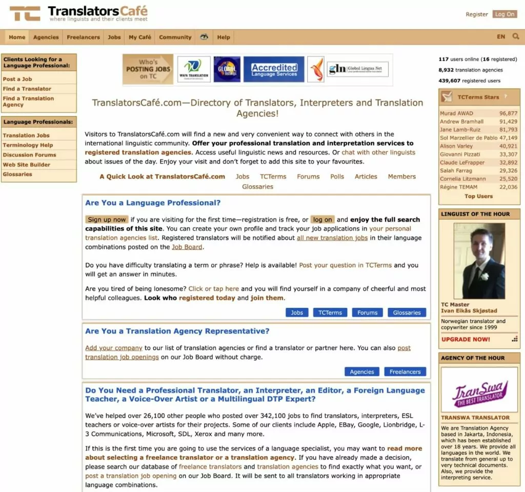 TranslatorsCafe è uno dei migliori siti di traduzione freelance