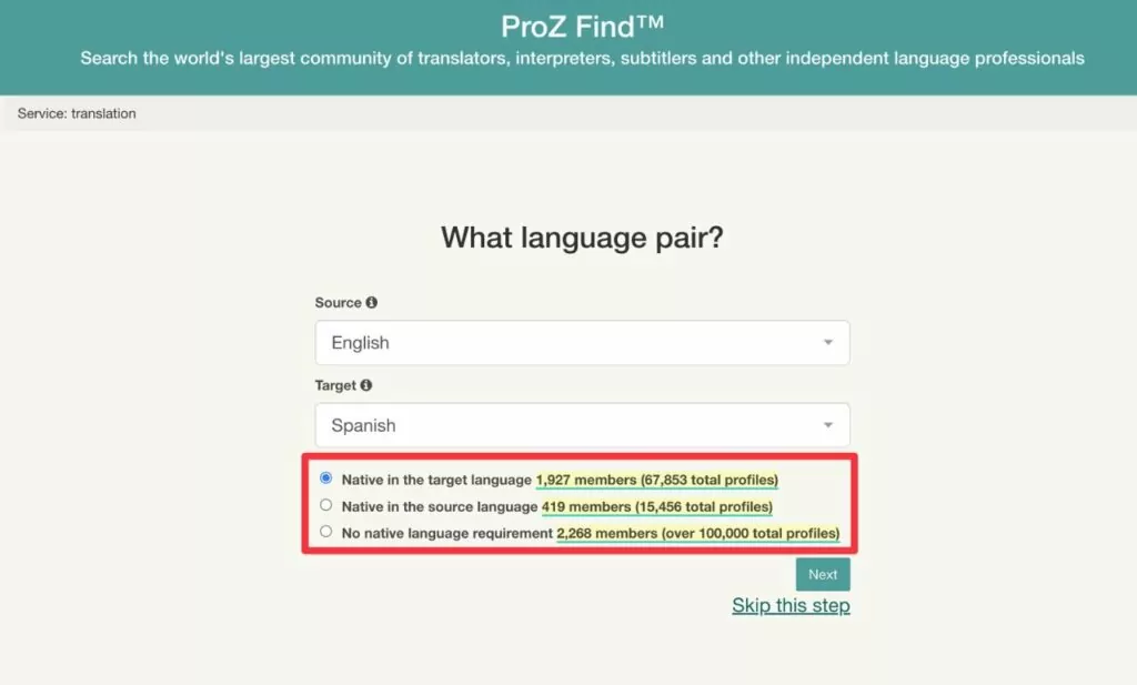 ProZ Find es uno de los mejores sitios web de traducción freelance para buscar freelancers