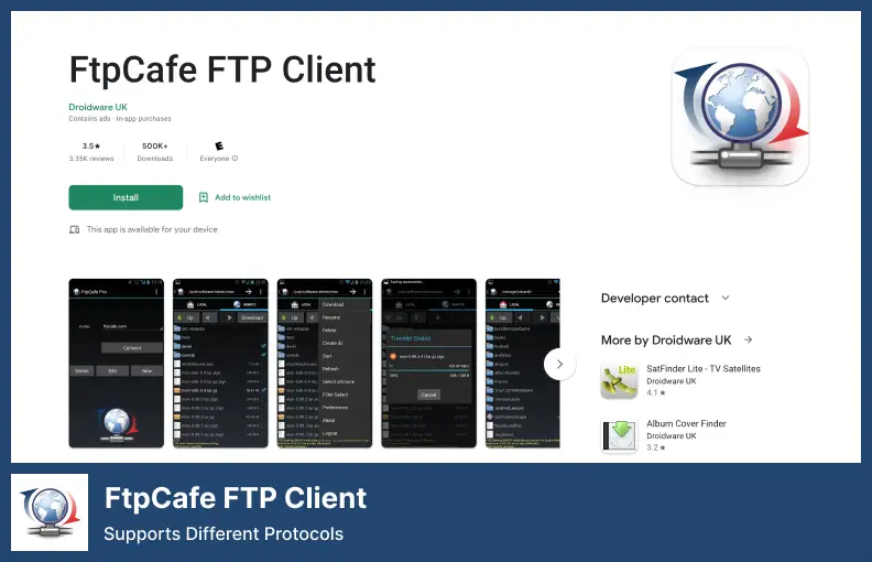 FtpCafe FTP Client - รองรับโปรโตคอลที่แตกต่างกัน