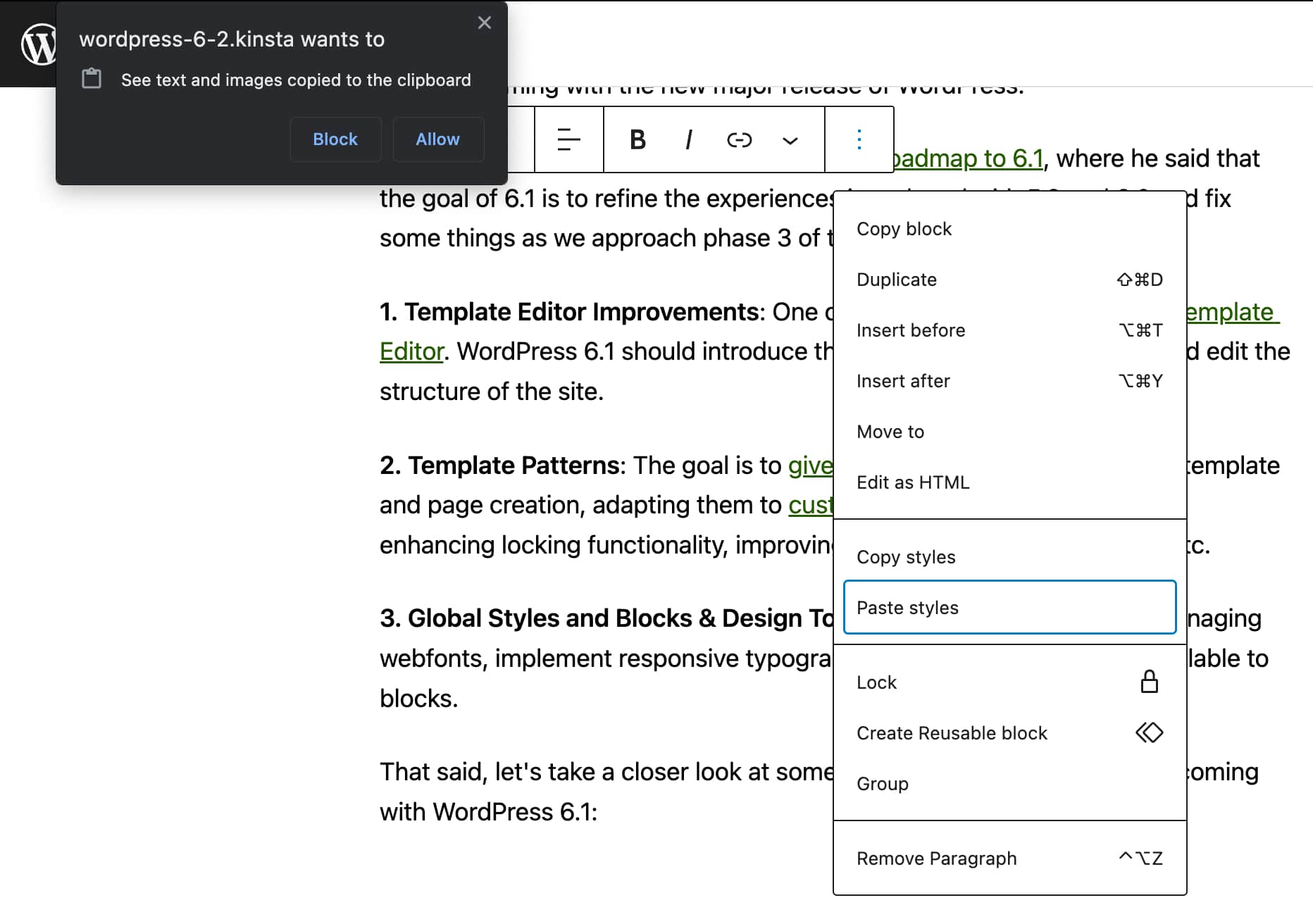 Consenti a Google Chrome di visualizzare testo e immagini copiati negli appunti