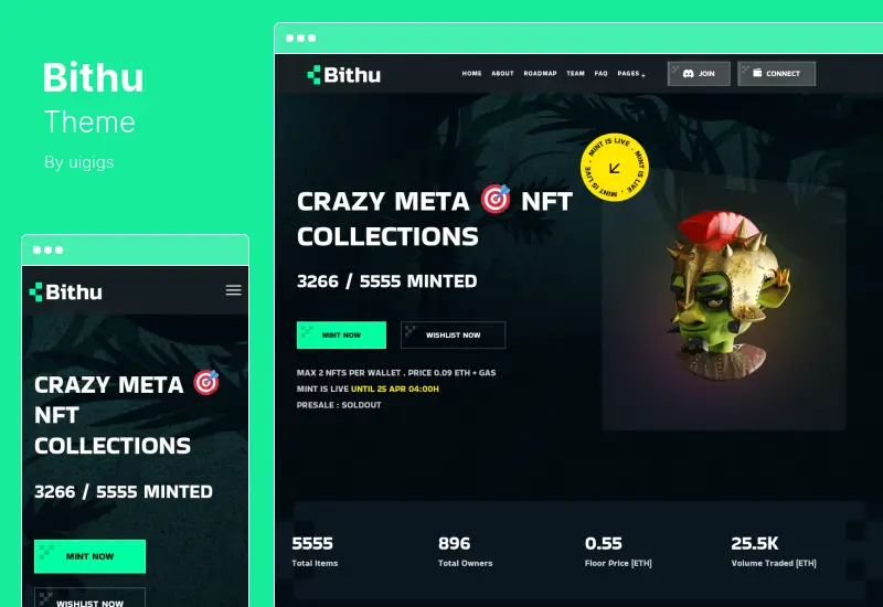 Bithu Theme - NFT 铸造和收藏 WordPress 主题