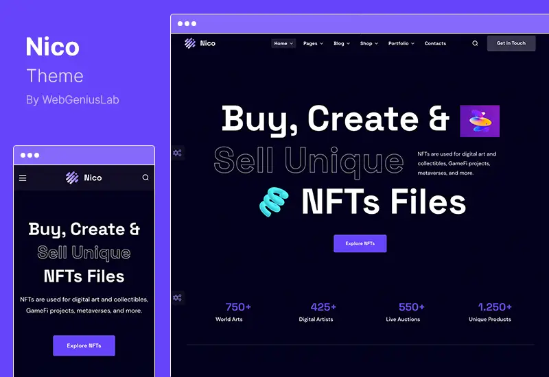 Nico Theme - Creative & NFT Affiliate WordPress 主题