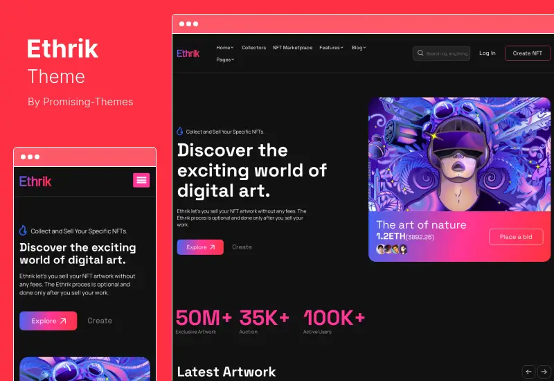 Ethrik 主题 - Creative & NFT Affiliate WordPress 主题