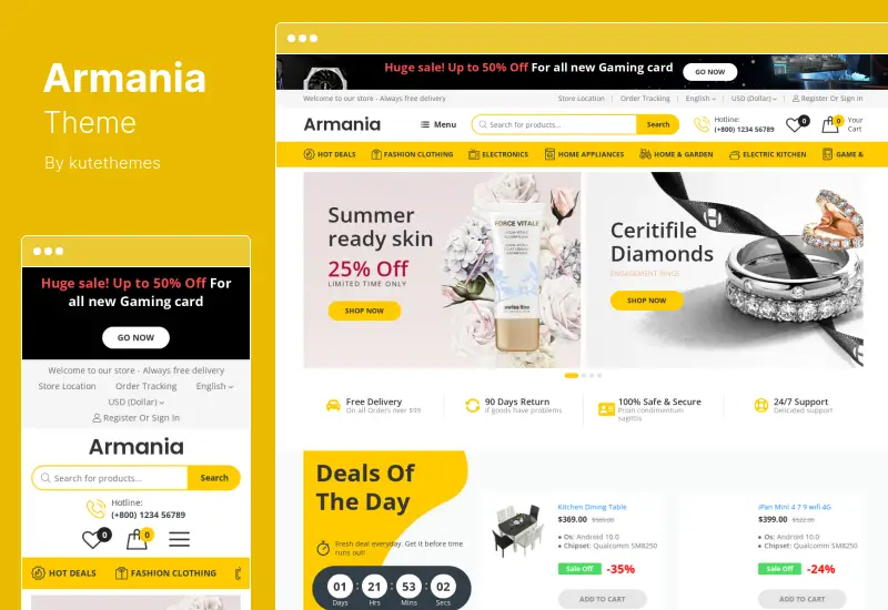 Armania 主题 - 时尚、家具、有机、食品多用途 Elementor WooCommerce 主题