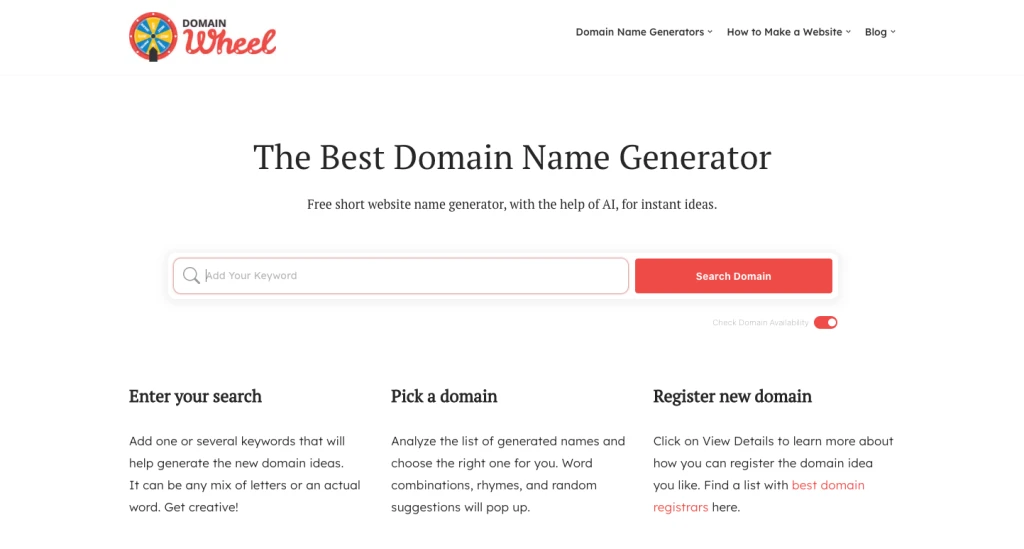 DomainWheel to najlepsze narzędzie AI dla domen internetowych