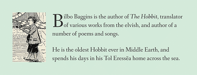 bilbo baggins the hobbit 簡碼示例