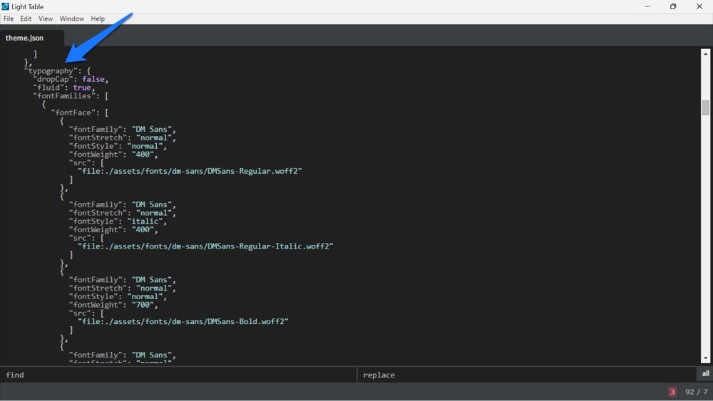 pengaturan tipografi di wordpress theme.json