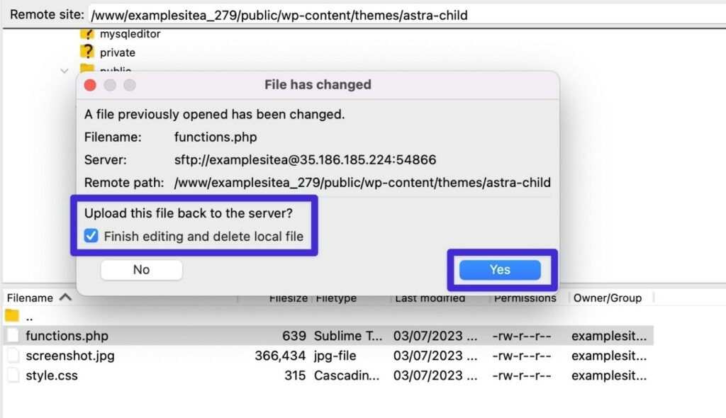 อย่าลืมอัปโหลดไฟล์ functions.php อีกครั้งเมื่อคุณทำการเปลี่ยนแปลงแล้ว