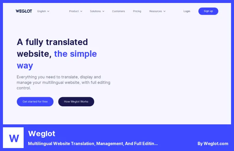 Plugin Weglot - Traduzione, gestione e revisione completa di siti Web multilingue