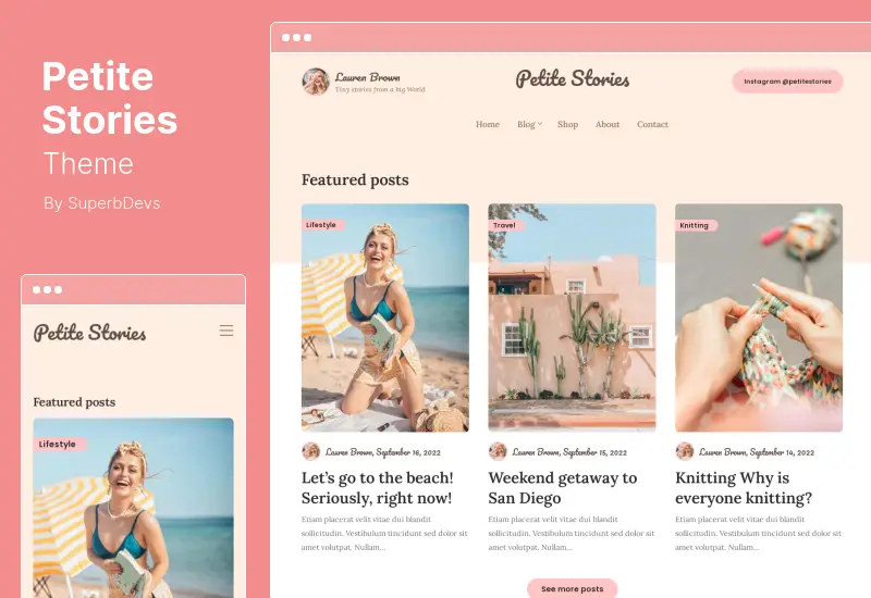 Petite Stories Theme — тема WordPress для личного блога для инфлюенсеров