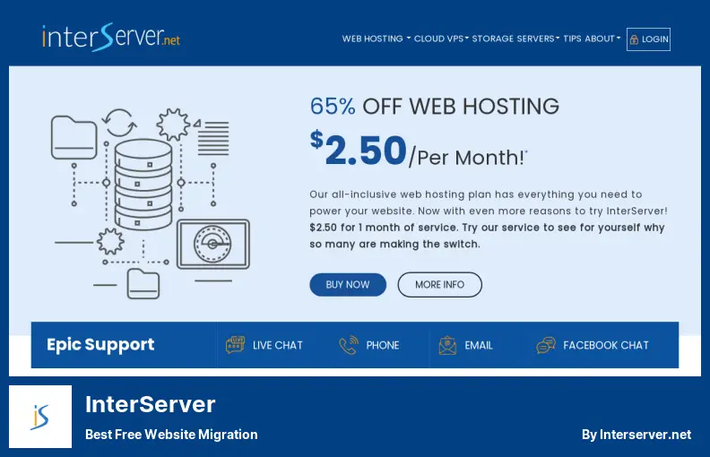 InterServer - 最高の無料ウェブサイト移行