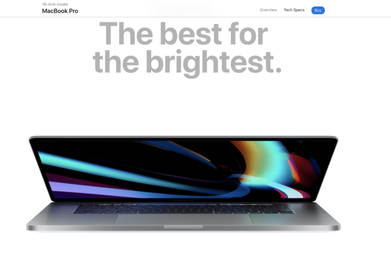 Uma captura de tela de um MacBook Pro abrindo um pouco mais conforme você rola a tela