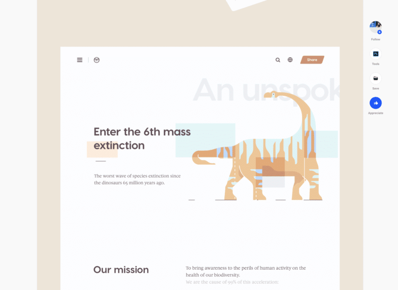 Ein Screenshot einer abstrakten Illustration mit einem Dinosaurier mit Design darin.