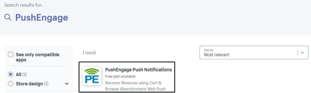 PushEngage Shopify การแจ้งเตือนแบบพุช