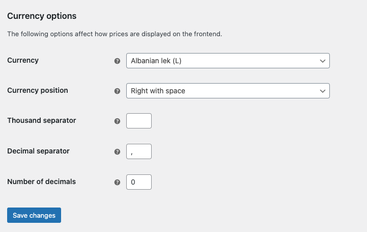 Configurer la devise et la localisation