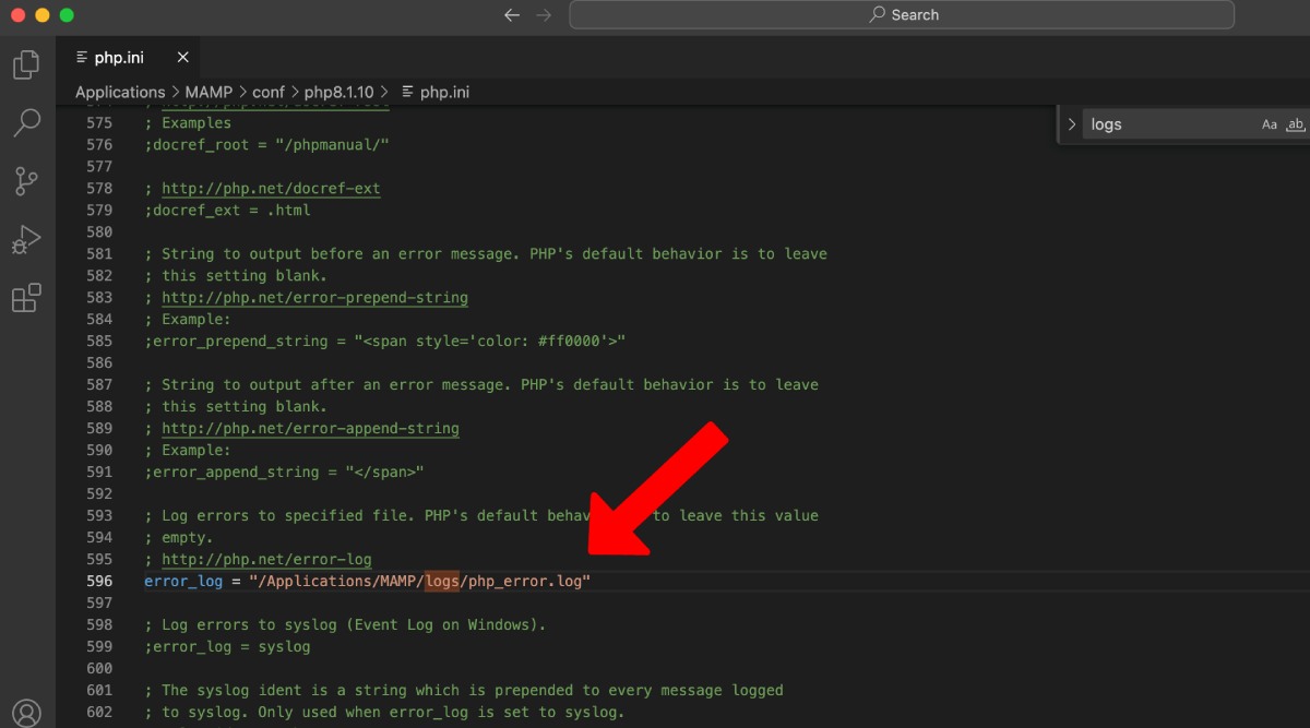 sprawdź php.ini, aby znaleźć miejsce na plik php_error.log