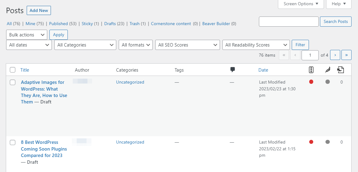 โพสต์ที่นำเข้าใน WordPress