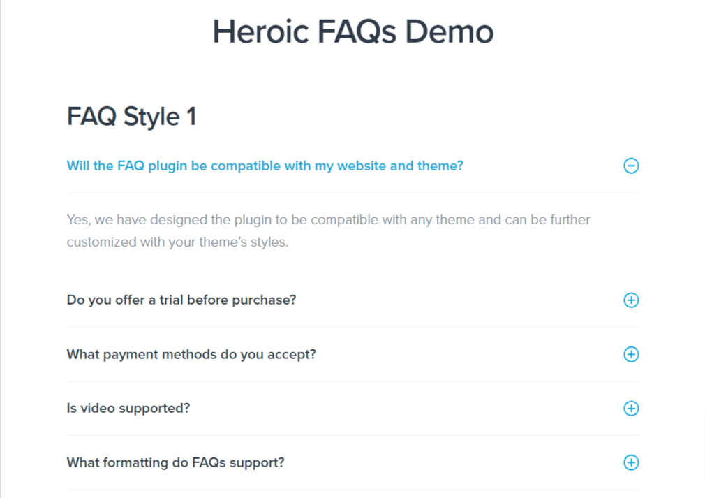 Heroic FAQs 常見問題樣式演示