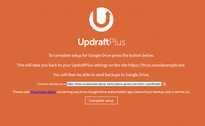 เสร็จสิ้นการสำรองข้อมูล UpdraftPlus